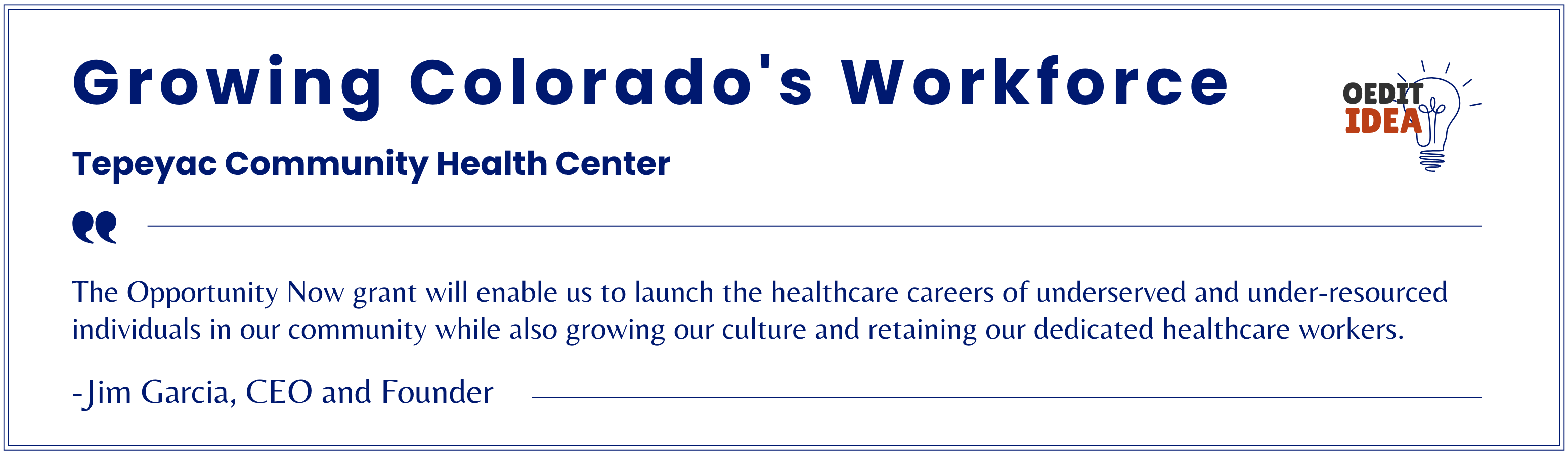 Testimonial from from Tepeyac Community Health Center Founder, Jim Garcia