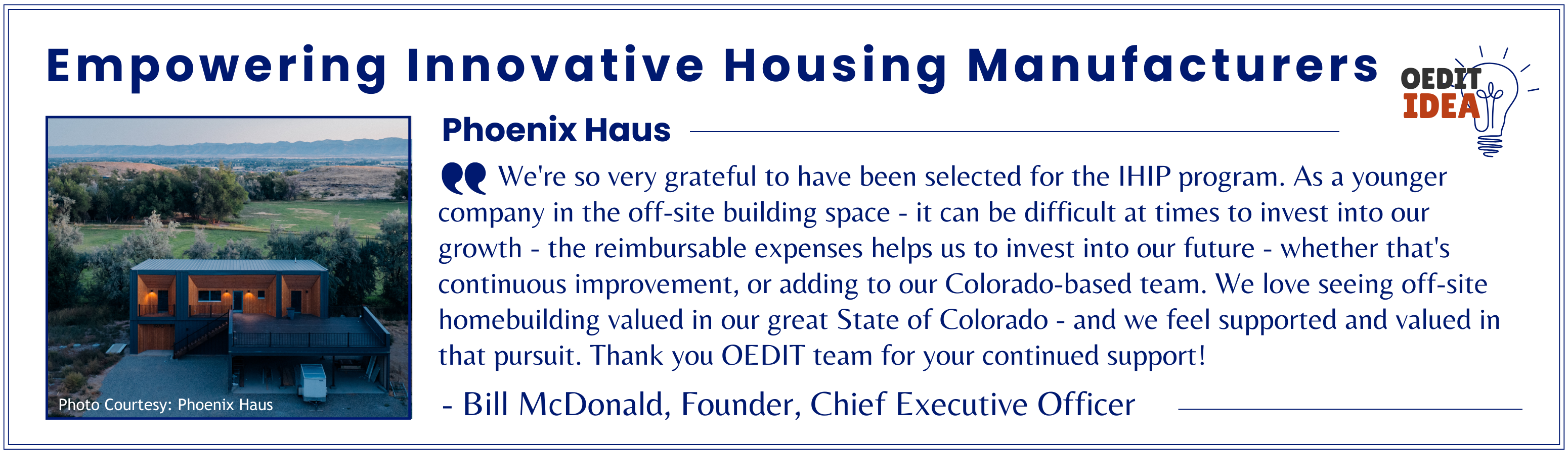 Testimonial about the Innovative Housing Incentive Program from Phoenix Haus Founder and Chief Executive Officer, Bill McDonald.