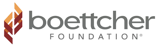 Boettcher Foundation logo with a yellow and red abstract shape to the left of the text that says "Boettcher Foundation"