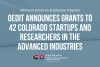 Press Release Image with words "OEDIT Announces Grants to 42 Colorado Startups and Researchers in the Advanced Industries"