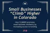 Banner with article headline and subhead saying, "Small Businesses 'Climb' Higher in Colorado, How CLIMBER promotes small business resiliency by increasing access to funding"