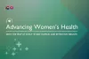 Graphic that reads "advancing women's health with the help of early stage capital and retention grants" with green background and medical plus signs in bottom left corner