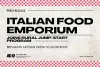 Press release graphic stating 'Italian Food Emporium joins Rural Jump-Start Program', bringing artisan pasta to Montrose. Includes logos for the Office of Economic Development and International Trade, Colorado.